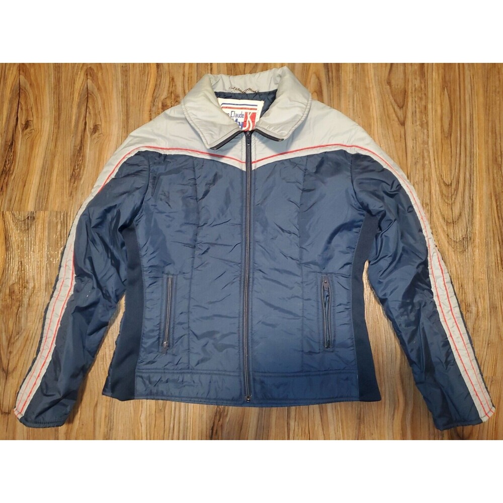 Vintage Jean Claude Killy Ski Jacket Ladies Size Junior 16 Blue Gray & Red EUC